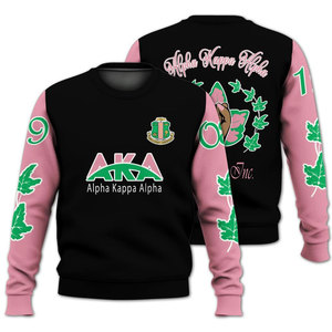 Sudadera Alpha AKA con Mangas Rosas, Cuello Redondo, Unisex, Corte Regular, Estampada, Informal, Sudadera Universitaria - Product Image 2