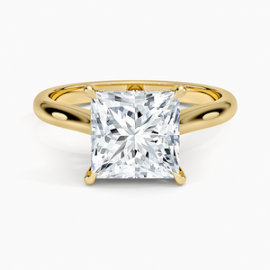 Bague de fiançailles solitaire en moissanite taille princesse 2 carats avec sertissage d'accentuation - Product Image 1