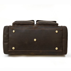 Vente en gros de sac à bagages vintage de grande capacité avec logo personnalisé sac à bagages de voyage en cuir de buffle sac de voyage de week-end pour hommes - Product Image 4