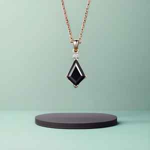 Collar Único de Ónix Negro con Corte de Cometa, Plata de Ley 925, Chapado en Oro de 14K, Colgante de Dos Piedras, Regalo para Mujer - Product Image 4