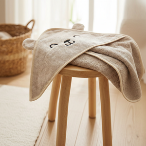 Serviette à capuche pour bébé Signature Animal, 100% coton, douce et absorbante, peignoir de bain pour nouveau-né, couleur personnalisée, logo brodé, unisexe, cadeau, broderie - Product Image 3