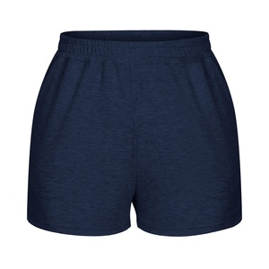 Women's <b>Navy</b> Solid Color Low Waist Regular Fit Knitted Polyester/Cotton Casual <b>Shorts</b> with Pockets Breathable Anti-Wrinkle - Product Image 3