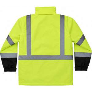 High Visibility Safety Jacket Class 2 <b>Yellow</b> with Reflective Stripes and Pockets Waterproof Workwear - Product Image 5