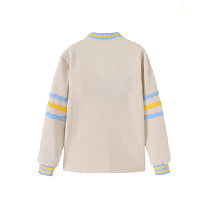 Cárdigan de invierno para mujer de Southern University, cuello redondo, forro polar varsity, bordado de letras en chenilla, puños de punto, detalles en azul y dorado - Product Image 5