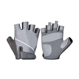 Gants de cyclisme demi-doigts gris en polyester respirant avec fermeture auto-agrippante unisexe pour l'été et le fitness - Product Image 1