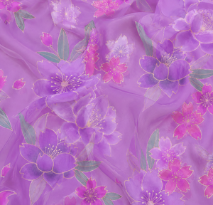 Tela de Seda Estampada Floral 100% Orgánica, Ecológica, Ligera, Chifón Transparente para Vestidos, Chales, Prendas de Boda - Product Image 3