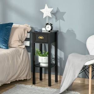 Comodino Sottile in Metallo a 2 Ripiani con Maniglia e Cassetto, Tavolino Laterale Durevole e Stretto per Risparmiare Spazio in Soggiorno o Corridoio - Product Image 2