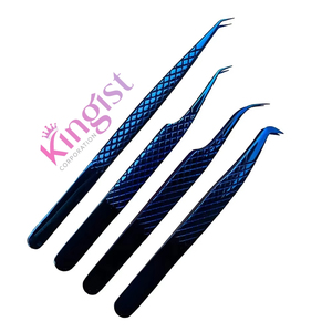 Custom <b>Individual</b> Black Stainless Steel Professional Precision Anti-Static Eyelash Extension Tweezers Private Label Pointed Set - Product Image 1