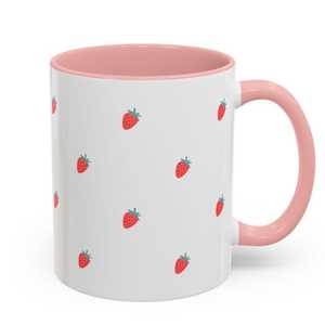Hand-Made Ceramic <b>Mug</b> Green Checkered Cherry Pattern Cute Design Heat-Resistant Dishwasher Safe Home Use - Product Image 2
