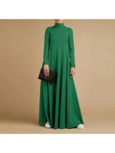 Elegante Vestido Largo de Una Pieza con Cuello Alto para Mujer, Casual, Manga Larga, Abaya Maxi de Tela Sólida, Diseñado para Mujeres Musulmanas - Product Image 6