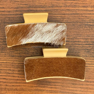 Nouveau 2025 Design à la mode pinces à cheveux en cuir véritable grande pince à cheveux antidérapante pour cheveux épais pour femmes filles - Product Image 2