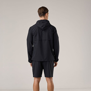 Men's Lightweight Hooded Windbreaker Jacket And Shorts Outdoor Sports Running Waterproof Windproof Casual Activewear Men Outfit - Product Image 2