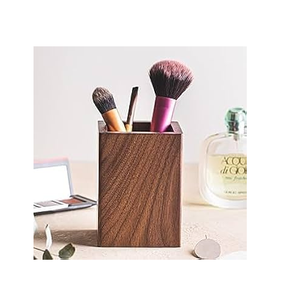 Wood Desktop Pen Holder Stand Polished Wooden Pen Hoder Office <b>Table</b> Decoration Custom Business Pens Pencils Scissors Holder - Product Image 3