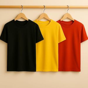 Classic Plain Solid Color <b>Tshirt</b> Made from Comfortable <b>Polyester</b> Cotton Blend Knit Material Available in Mixed Sizes for Retail - Product Image 1
