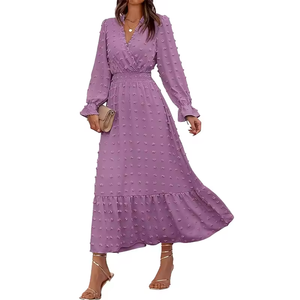 Women’s Swiss Dot Maxi <b>Dress</b>, Long Sleeve V-Neck <b>Bohemian</b> Spring <b>Summer</b> <b>Dress</b> for Casual, Vacation, Beach, and Everyday Wear - Product Image 6