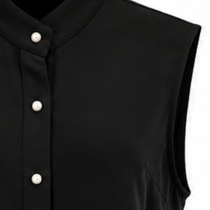 Women Sleeveless Pearl Button Bow <b>Blouse</b> Elegant Bow Neck Top Pearl Embellished Casual Office Shirt Custom Wholesale Ladies - Product Image 5