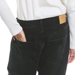 Unisex Black Mid Waist <b>Wide</b> <b>Leg</b> Solid Washed <b>Jeans</b> Relaxed Fit Five Pocket Denim Pants Casual Streetwear Loose Wholesale - Product Image 4