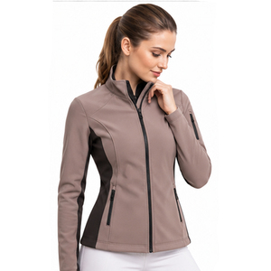 Chaqueta de equitación para mujer, corte ajustado, manga larga, forro polar, con cremallera, de secado rápido, antimicrobiana y cortavientos - Product Image 3