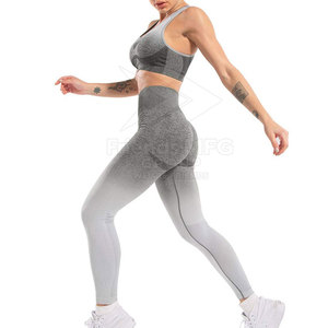 Vente directe usine – Ensemble de yoga 2 pièces pour femme, taille mi-haute, séchage rapide, écoresponsable, en Spandex/Polyester, pour entraînement et fitness - Product Image 3
