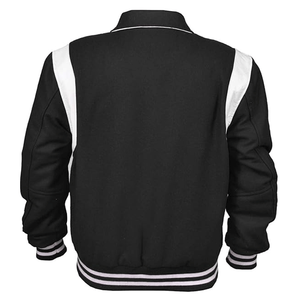 Chaqueta Varsity Negra para Hombre, Modelo Más Vendido, Cuello Camisero, Mezcla de Lana, Cuero Auténtico, Estilo Vintage para Invierno - Product Image 2