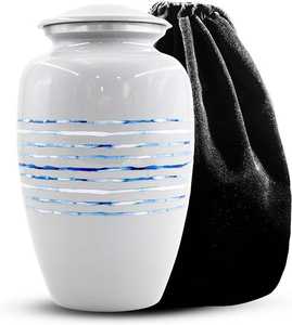 Urna Decorativa de Cerámica con Tapa, Diseño Abstracto en Espiral Negro, Urna de Recuerdo Premium para una Decoración Elegante del Hogar - Product Image 2