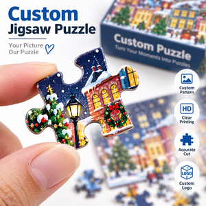 Rompecabezas Navideño Personalizado con Logotipo, 500 Piezas, Diseño de Pueblo Nevado, Acabado Mate o Brillante, OEM, Venta al Por Mayor, Juguete Educativo de Cartón - Product Image 2