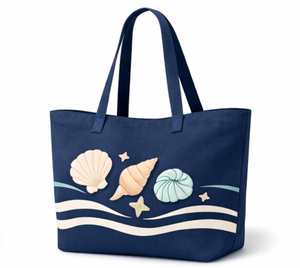Sac fourre-tout en toile de coton bleu marine extra large, vente en gros, avec impression de logo personnalisé pour le shopping, les voyages et la plage - Product Image 6