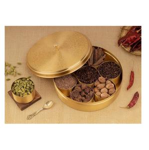 Boîte à épices artisanale en laiton avec cuillère, 7 compartiments, 100 ml, accessoires de cuisine, plaqué or - Product Image 4