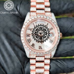 นาฬิกาข้อมือผู้ชายสุดหรู Charm_Jewells สีโรสโกลด์ สแตนเลสสตีล ประดับเพชร ระบบอนาล็อก กลไกจักรกล ขนาด 40 มม. กันน้ำ 10 บาร์ - Product Image 1