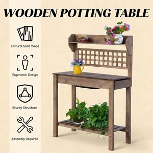 Banco da Lavoro Moderno con Ripiani Aperti in Fibra di Vetro Resistente per Giardino, Patio, Parco, Scuola e Soggiorno - Product Image 5