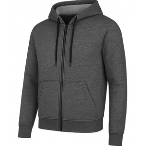 Oferta especial de Año Nuevo y Sudadera con capucha y cremallera completa de primera calidad, 100% algodón, color sólido, de alta calidad, informal, para hombre. - Product Image 1