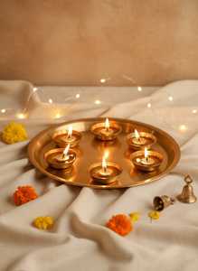 Metal Circular <b>Candelabra</b> With Diya Holders For Religious Activities And Festive Decorations - Product Image 2