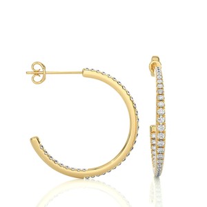 Boucles d'oreilles créoles halo en or 18 carats serties de diamants de laboratoire, bijoux d'oreille pour mariage, fête ou cadeau - Product Image 3