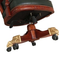 Chaise de direction de style européen avec pivot, chaise de secrétaire classique en cuir en bois d'acajou pour l'ameublement de bureau à domicile