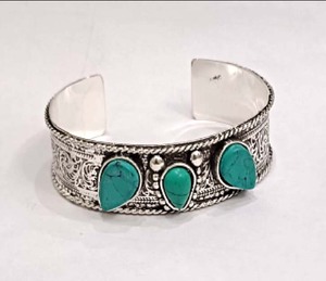 Turquoise Jewelry Women Fashion Brass <b>Bangles</b> for Gifting Use GC-BL-297 Available at Wholesale Price for Export. - Product Image 1