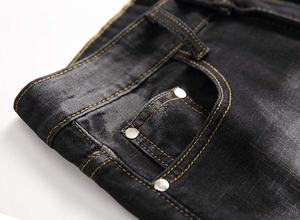 2023 nuevos pantalones cortos de mezclilla medianos moda suelta luz negro verano hombres pantalones vaqueros desgastados - Product Image 3