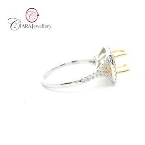 CLÁSICO DOBLE HALO ORO DE 18K AU750 BLANCO SOILD Y AMARILLO DOS TONOS DIAMANTE NATURAL REAL 6X6MM MONTAJE DE ANILLO DE COJÍN - Product Image 4