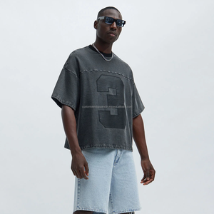 <b>Mens</b> 100% Cotton Regular Fit Regular <b>Silk</b> Screen Printed Knitted Eco-Friendly Vintage Neck Acid Washed Crop T <b>Shirts</b> for Summer - Product Image 3