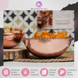 Vaisselle de qualité export, bol à snacks artisanal en cuivre massif pour servir des collations, à prix authentique, provenant d'un fournisseur d'origine indienne - Product Image 3