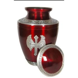 Urne funéraire américaine en laiton pour cendres d'adultes avec souvenir en bois, écologique et biodégradable, motifs personnalisables - Product Image 1