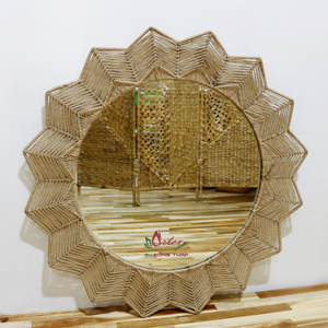 Eco-Friendly Round Shape Seagrass <b>Wall</b> <b>Mirror</b> Antique , <b>Vintage</b> Handcrafted Decor For Home Organization - Product Image 1
