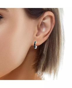 Zaffiro piccoli orecchini a cerchio (1 ct. T. w.) in argento Sterling, 0.47 "| Macacy's - Product Image 3