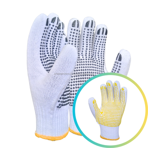 Gants antidérapants à prise améliorée en blanc blanchi à pois en PVC noir pour la plantation et la récolte agricoles - Product Image 3