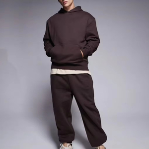 Ensemble de survêtement personnalisé en molleton léger imprimé en tissu éponge français, grande taille, polyester/coton, pour l'hiver, décontracté, avec pantalon de survêtement et sweat à capuche - Product Image 2
