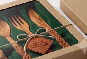 Wooden Flatware Set With Braided Handles Matte Finish Traditional Design Eco Friendly Cutlery For <b>Camping</b> <b>Kitchen</b> Use And Hotel - Product Image 4