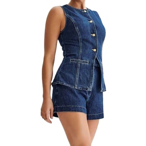 Solid International Denim Crop Top For Women Square <b>Neck</b> Slimming Design Breathable Eco Friendly Women Denim Tops - Product Image 1