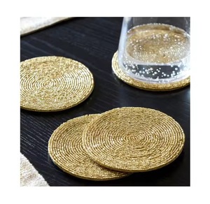 CRYSTAL CRAFT Handmade Glass <b>Beads</b> <b>Coaster</b> Seed <b>Beads</b> Tableware Mat Artisan Embroidery Custom Logo Eco Custom Color Custom Size - Product Image 1