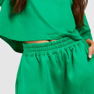 Ensemble short 2 pièces pour femme, design vintage, short taille haute, haut à manches courtes, 100% coton, respirant, écologique - Product Image 6