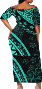 Vestidos de Ropa Tribal Polinesia Puletasi para Mujer, Elegantes Vestidos de Manga Corta Estilo Isleño, Conjunto Puletasi Samoano, Vestido Maxi - Product Image 4