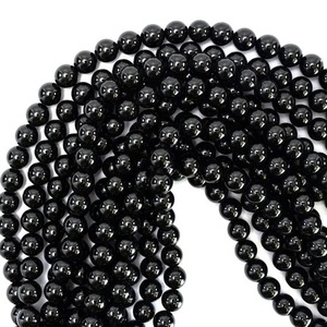 Black Tourmaline Polished Gemstone <b>Bracelet</b> Men Boys Free Sized Natural <b>Crystal</b> Bead Elastic Protection Stone Gift Kids Teens - Product Image 6